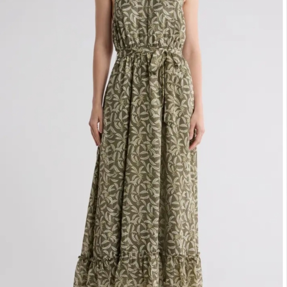 Melrose And Market Ruffle Tie Waist Maxi‎ Halter Sundress